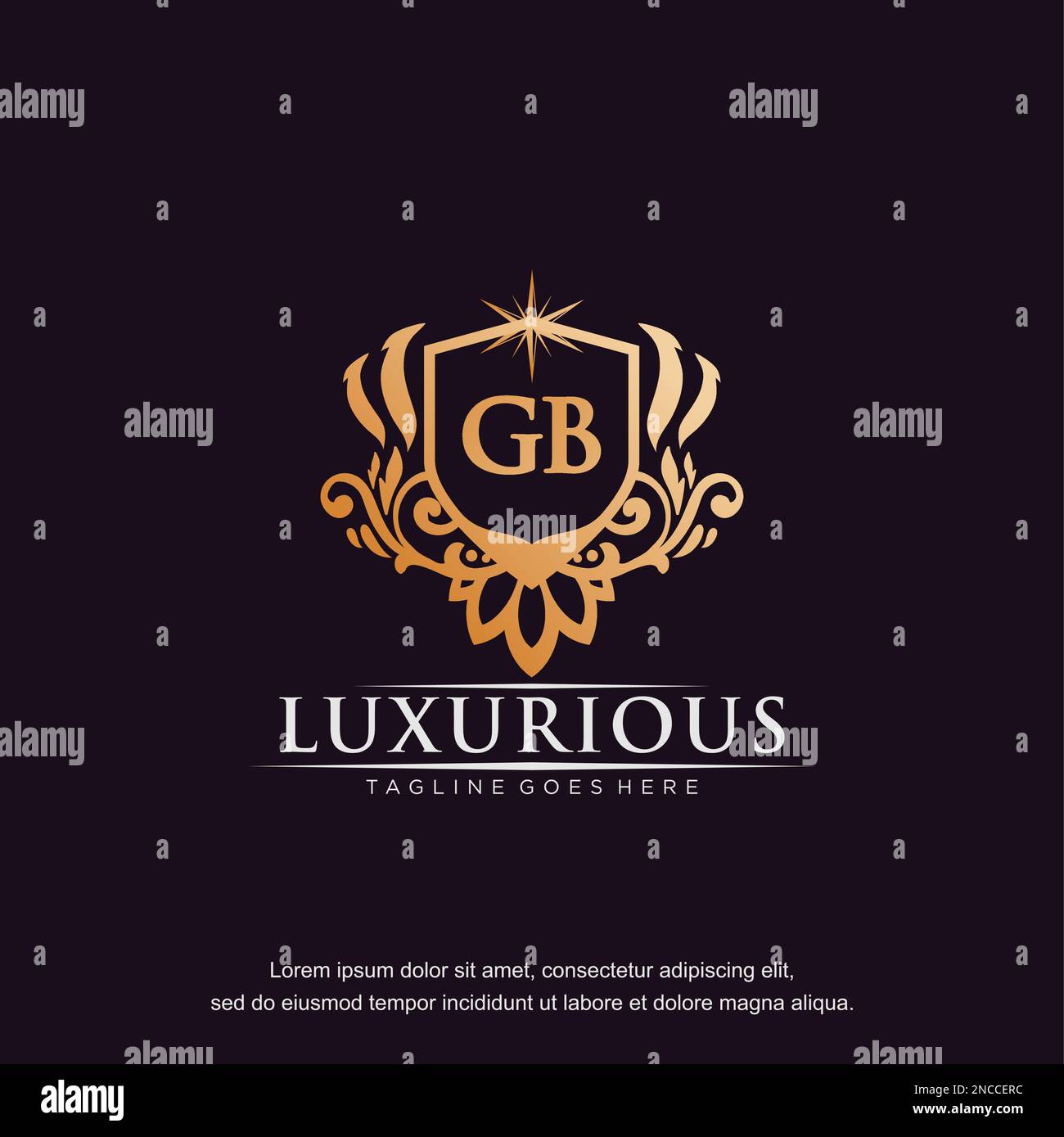 GB lettre initiale luxe ornement or monogramme logo modèle vecteur. Illustration de Vecteur