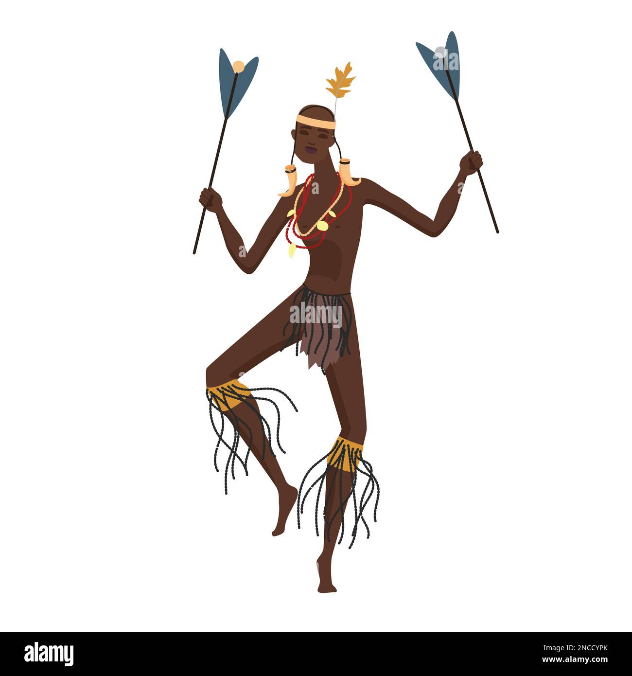 Danse tribale ethnique africaine homme. Danse africaine rituelle, illustration de dessin animé vecteur de parti africain Illustration de Vecteur