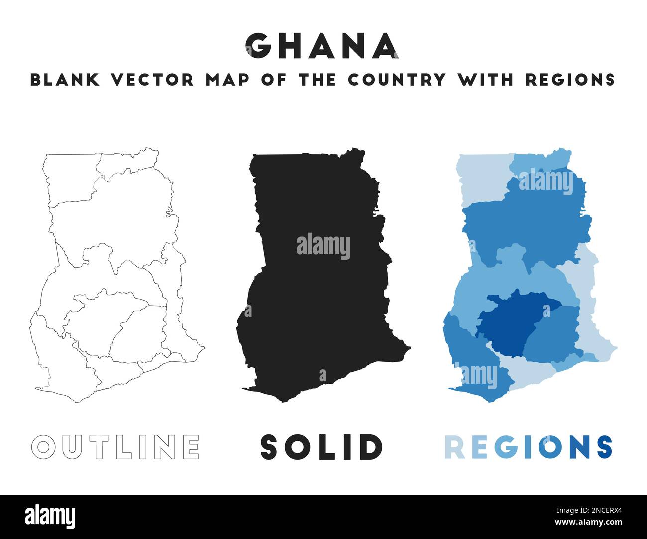 Carte du Ghana. Frontières du Ghana pour votre infographie. Forme vectorielle du pays. Illustration vectorielle. Illustration de Vecteur