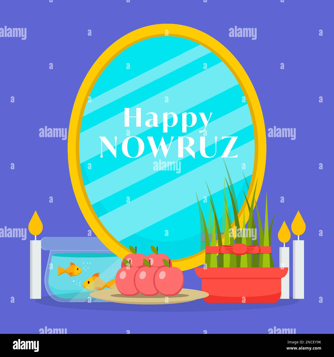 happy nowruz dans une illustration de style plat Illustration de Vecteur