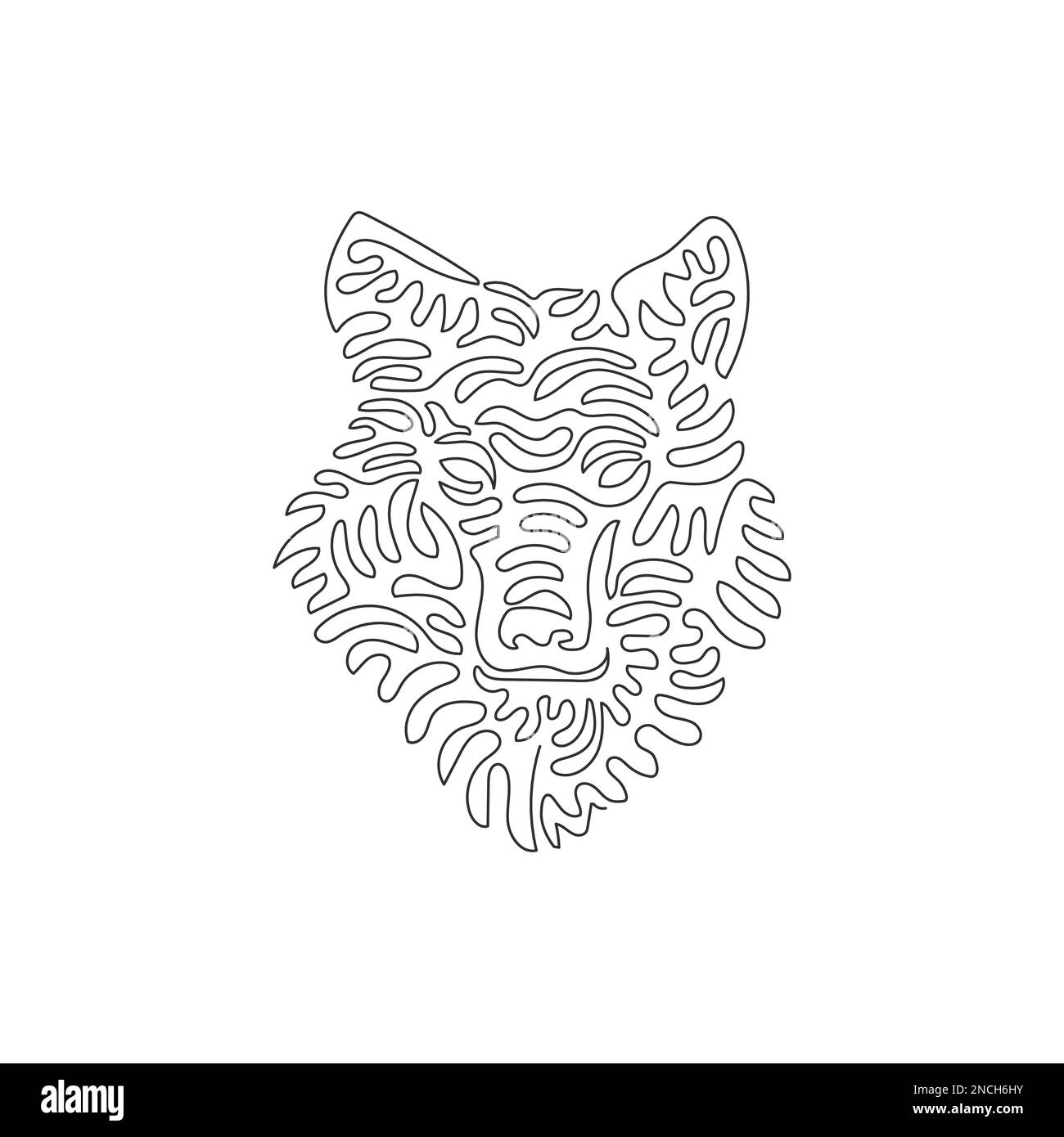 Dessin d'une seule ligne de courbure de l'art abstrait du loup prédateur Dessin en ligne continue dessin graphique dessin vectoriel illustration d'un loup est un canin sauvage Illustration de Vecteur