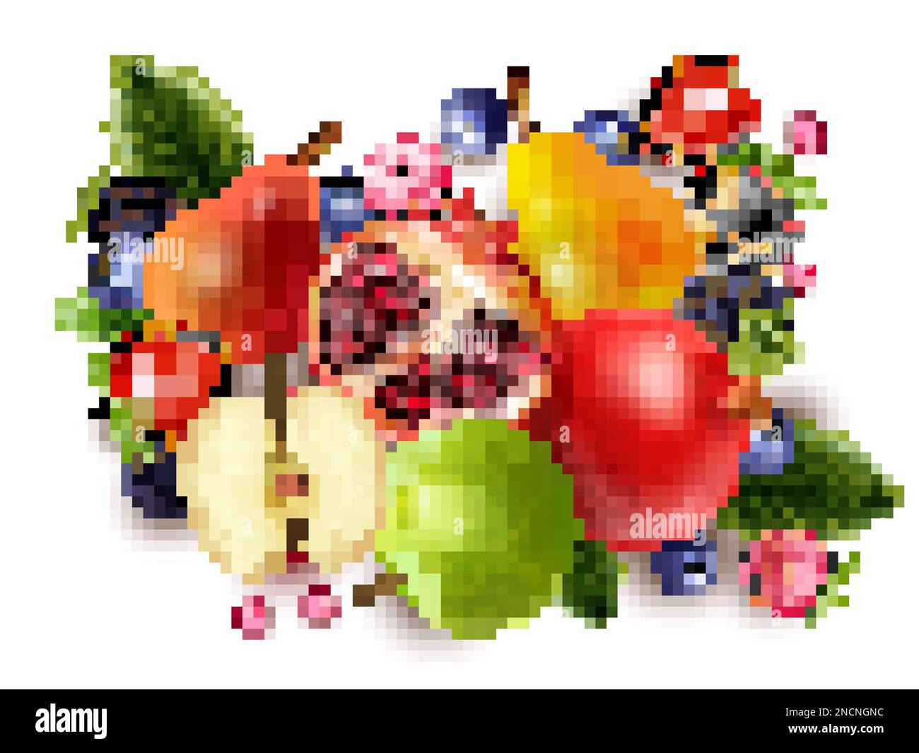 Vue réaliste du dessus des fruits frais et des baies avec une illustration vectorielle de framboise mûre de mûre de pomme grenade Illustration de Vecteur