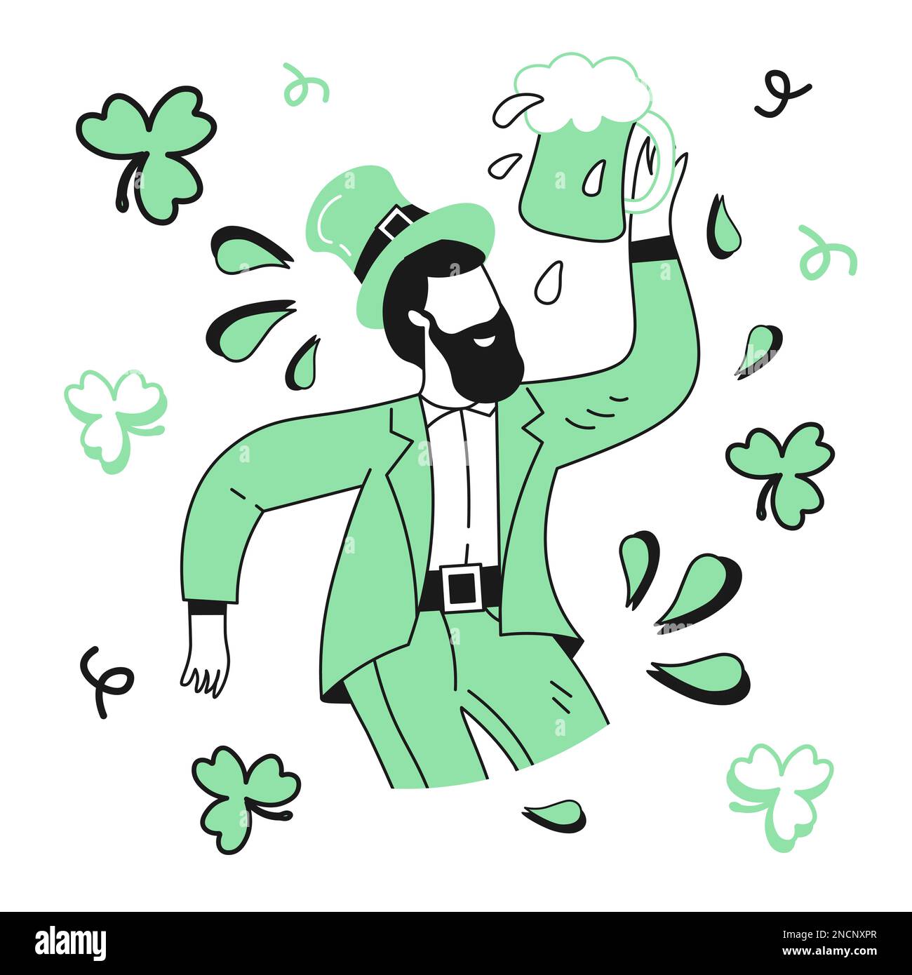 homme avec barbe dans le costume de st patrick tenant la bière st patricks illustration du vecteur de jour Illustration de Vecteur