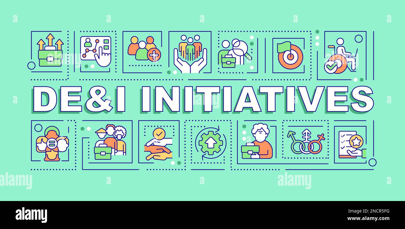DEI initiatives mot concepts bannière verte Illustration de Vecteur