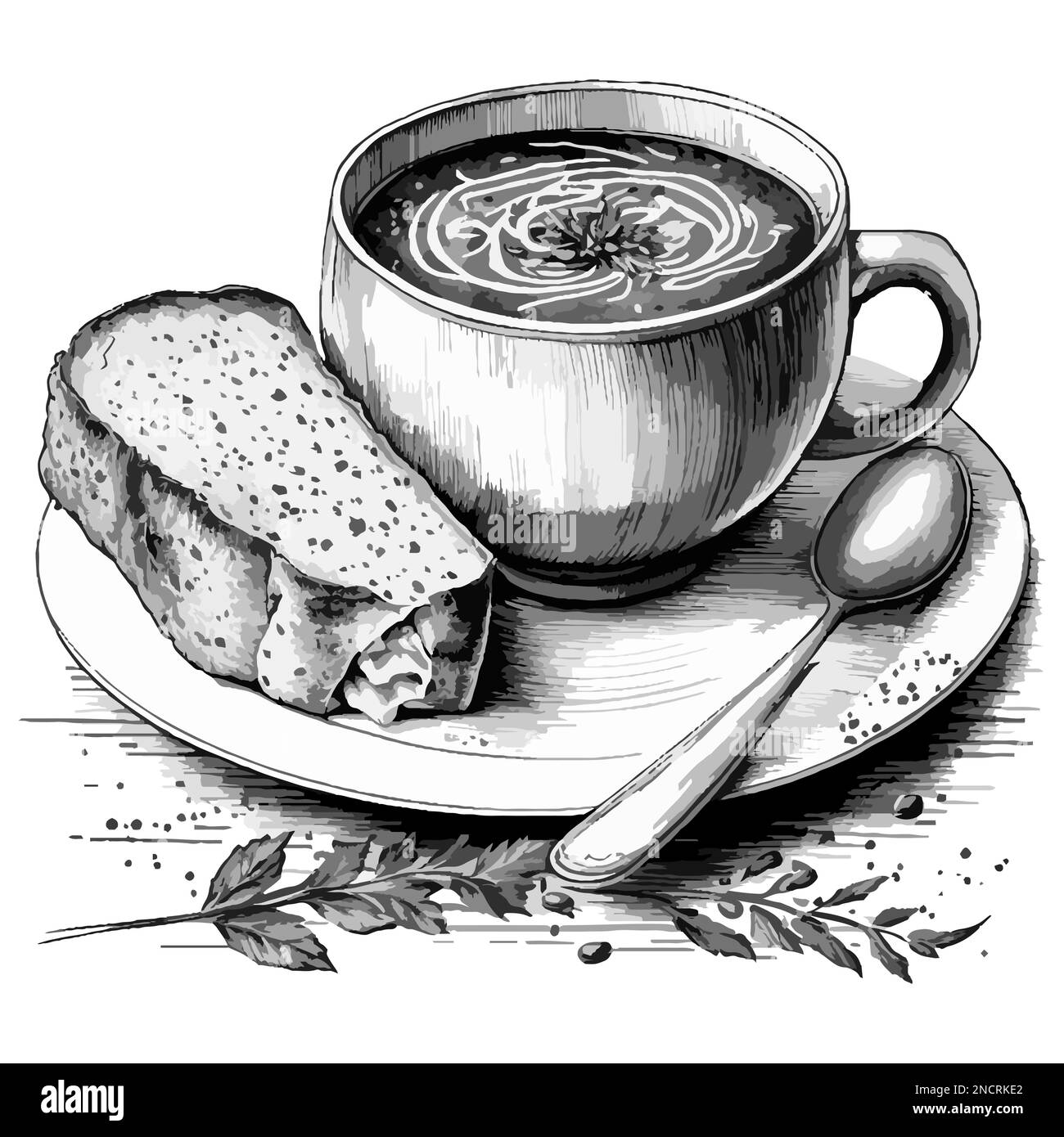 Plat à soupe aux oignons, menu d'entrées traditionnel vectoriel Illustration de Vecteur