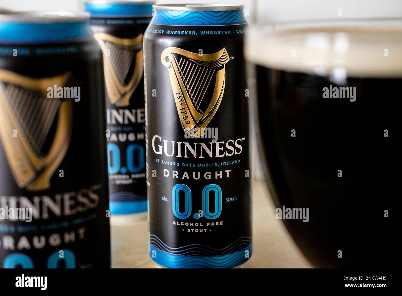 Guinness 0,0 bière sans alcool. Banque D'Images