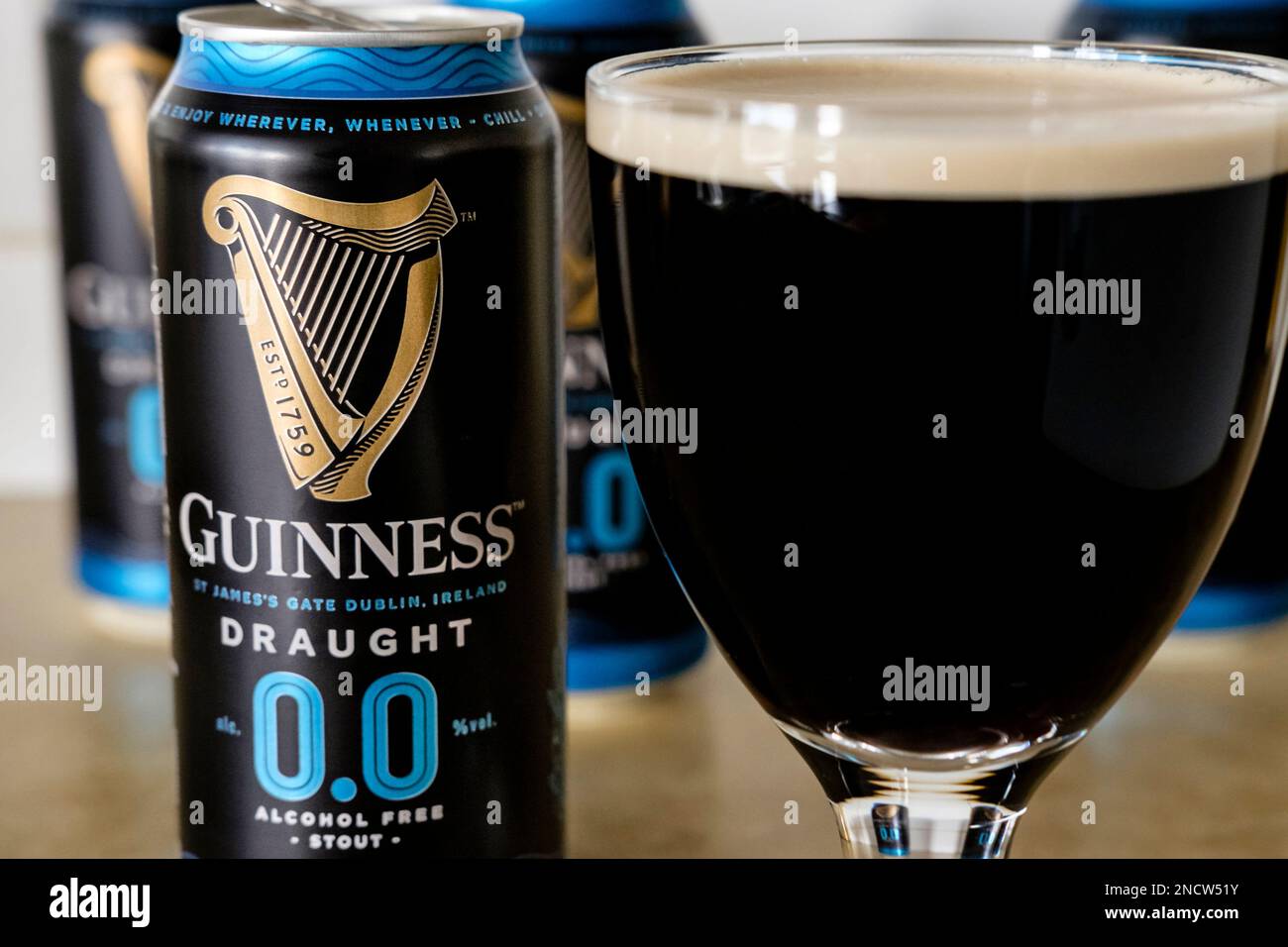 Guinness 0,0 bière sans alcool. Banque D'Images