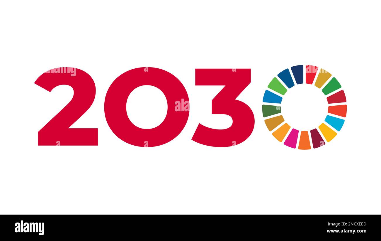 Numéro 2030 avec symbole de couleur SDG. Objectifs de développement durable. Illustration vectorielle Illustration de Vecteur