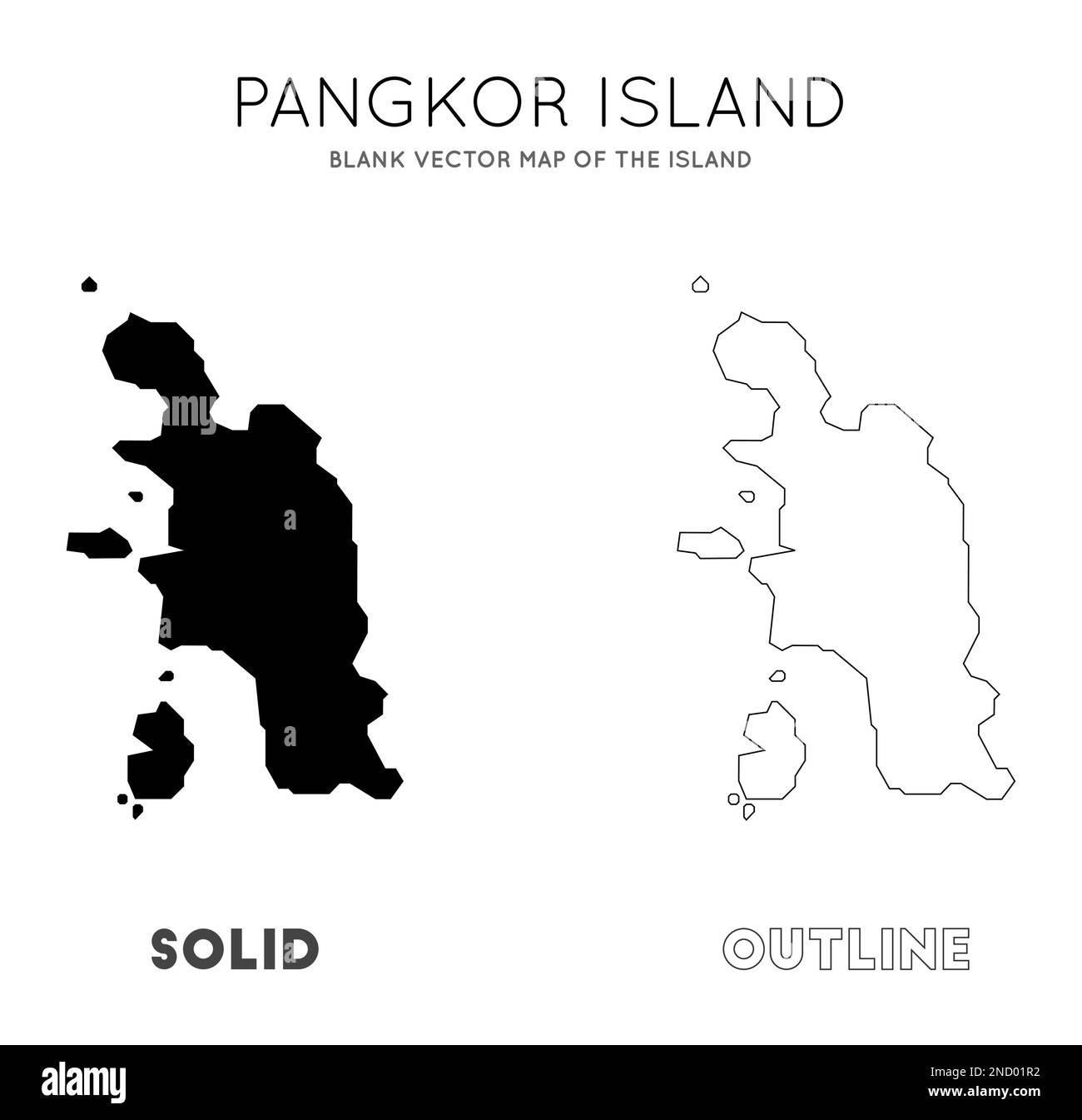 Carte de l'île de Pangkor. Borders of Pangkor Island pour votre infographie. Illustration vectorielle. Illustration de Vecteur