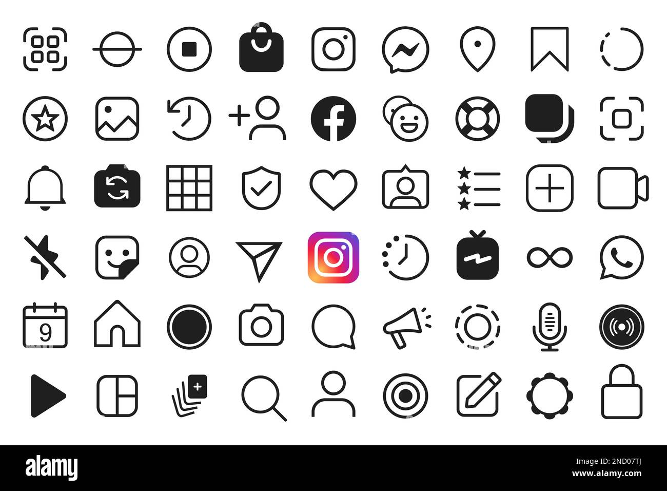 Ensemble d'icônes Instagram pour les réseaux sociaux. Illustration ...