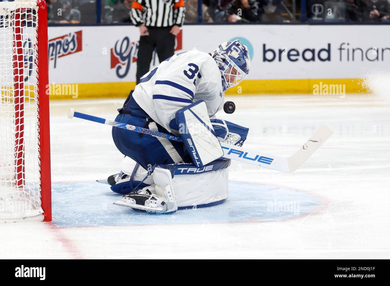 Toronto Maple Leafs goalie Ilya Samsonov makes a stop against the ...