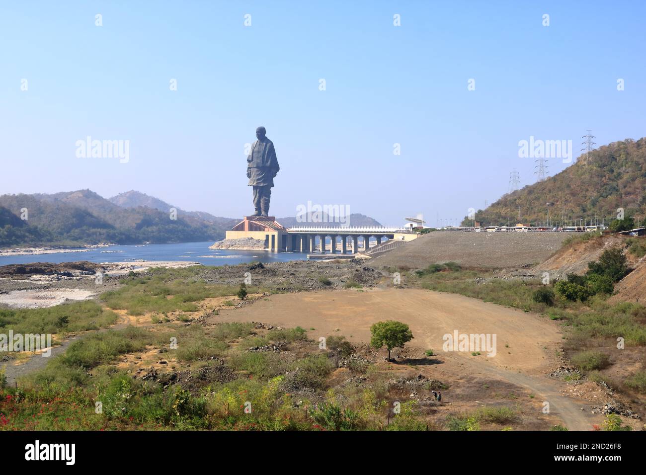 Statue de l'unité vue aérienne prise à Narmada, Gujarat en Inde Banque D'Images