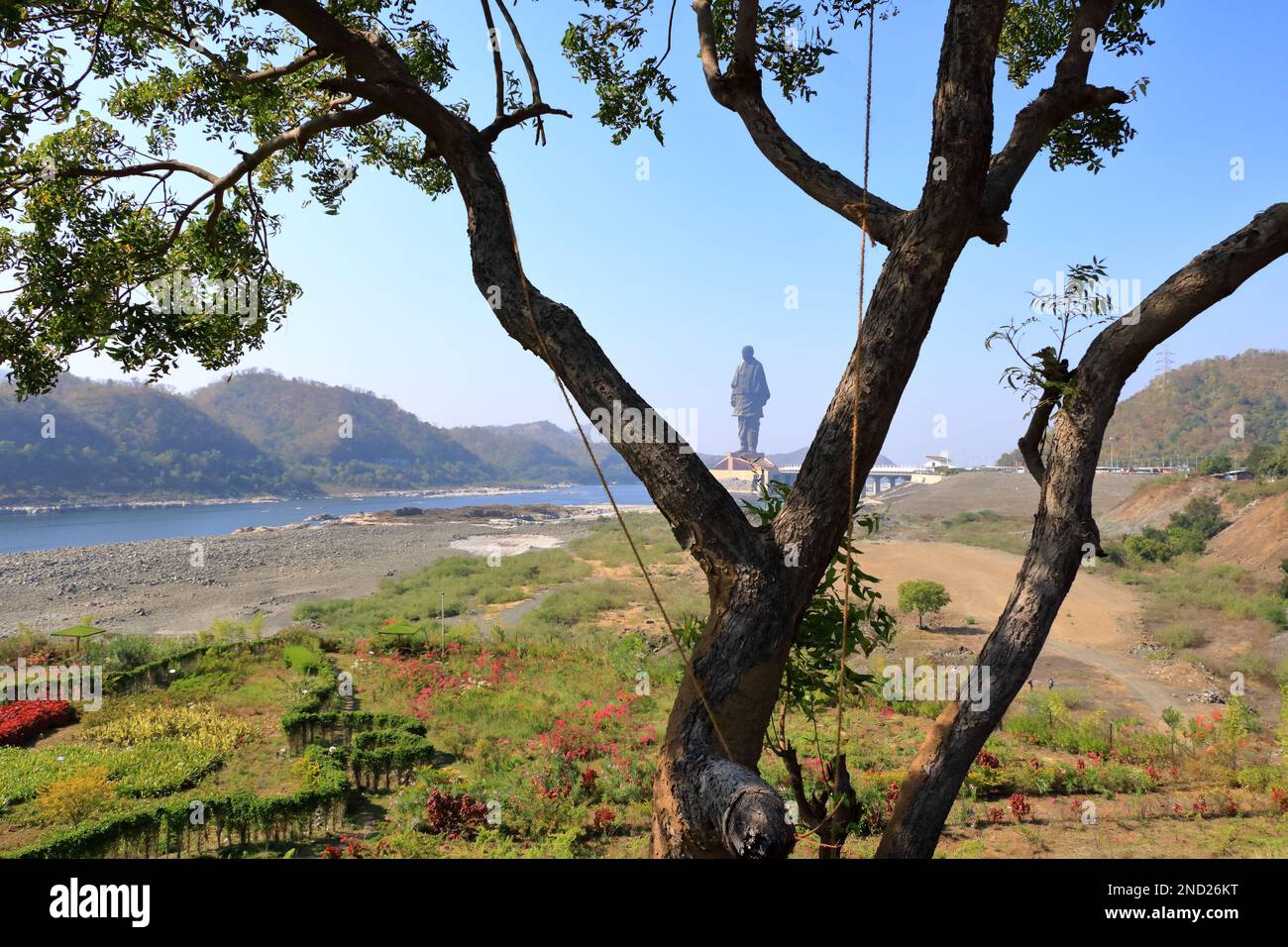 Statue de l'unité vue aérienne prise à Narmada, Gujarat en Inde Banque D'Images