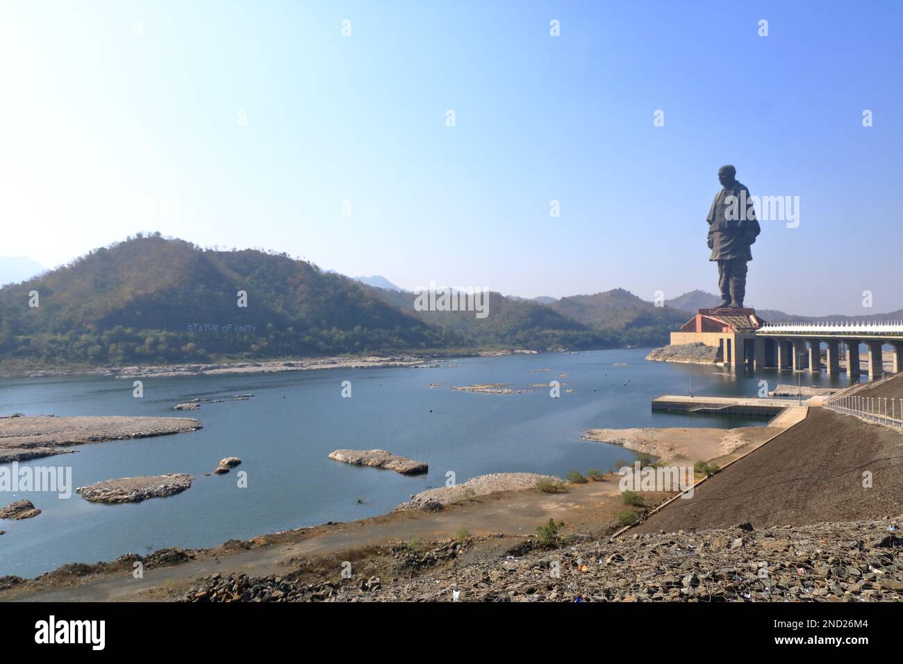 Statue de l'unité vue aérienne prise à Narmada, Gujarat en Inde Banque D'Images
