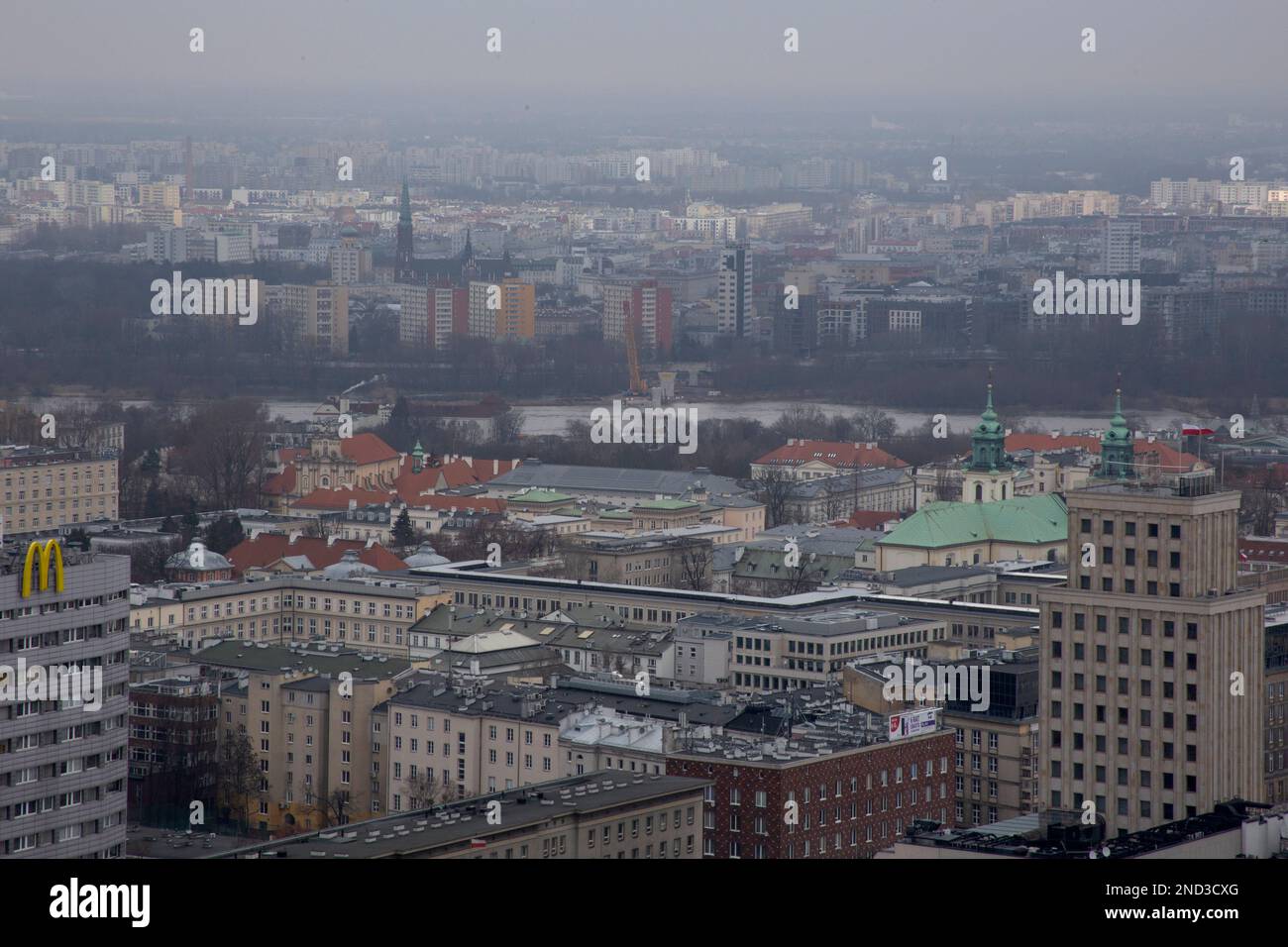 Vue de Varsovie depuis la plate-forme de visualisation du Palais de la Culture et de la Science, Varsovie, Pologne Banque D'Images