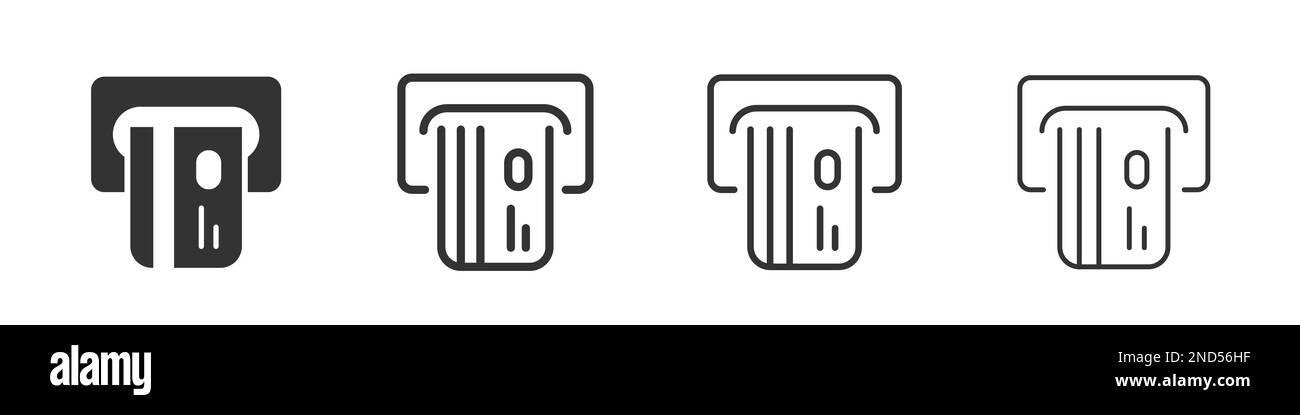 Collection d'icônes ATM dans deux styles différents et différents traits. Illustration vectorielle EPS10 Illustration de Vecteur