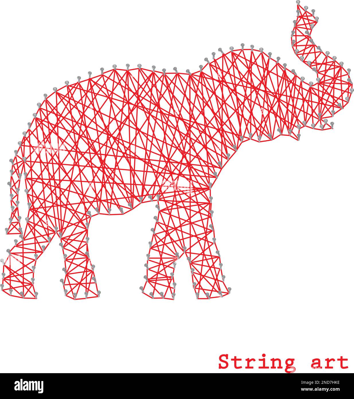 Silhouette d'éléphant rouge, vue latérale. Motif vectoriel en chaîne de clous Illustration de Vecteur