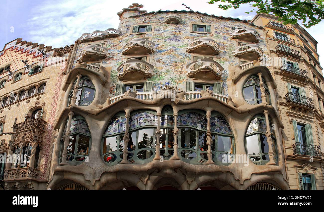 Casa Batlló par Antoni Gaudí, Barcelone, Espagne. Banque D'Images