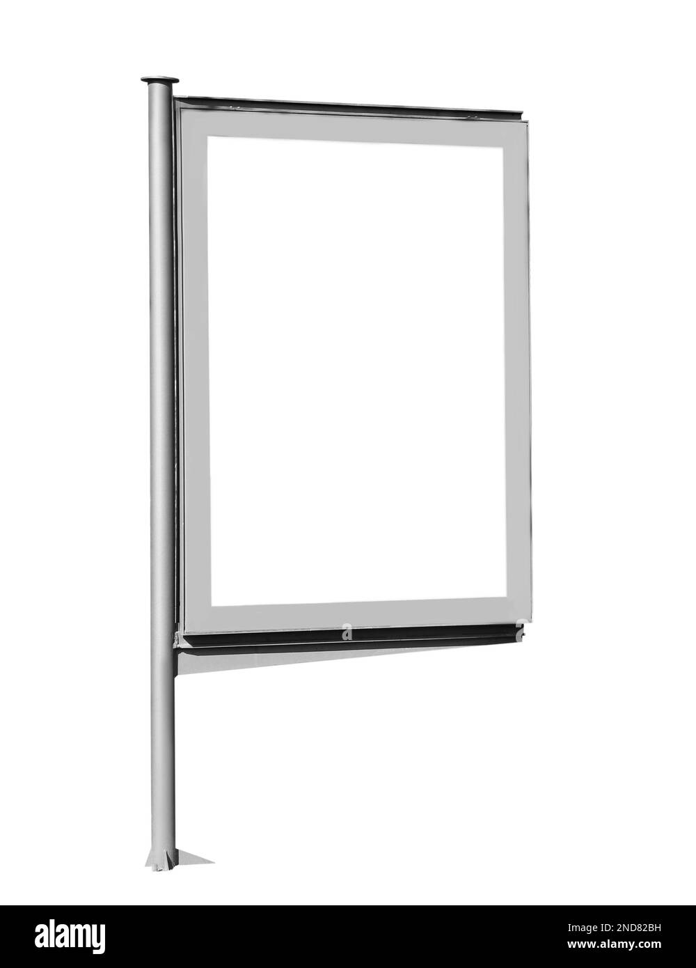 Panneau publicitaire vierge isolé sur blanc. Maquette pour le design Banque D'Images Panneau publicitaire vierge isolé sur blanc. Maquette pour le design Banque D'Images