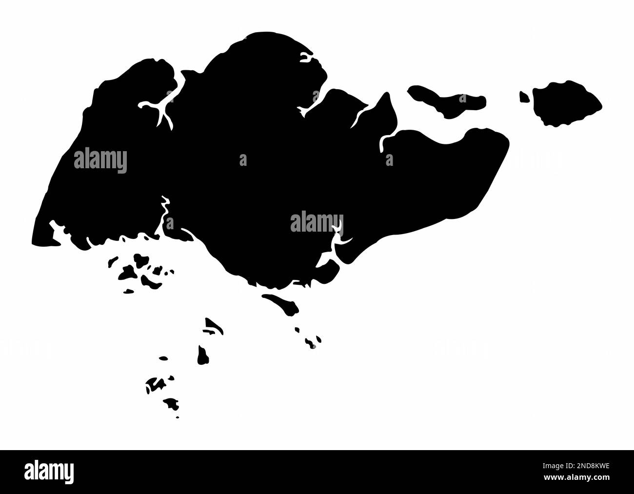 Silhouette de la carte de Singapour isolée sur fond blanc Illustration de Vecteur