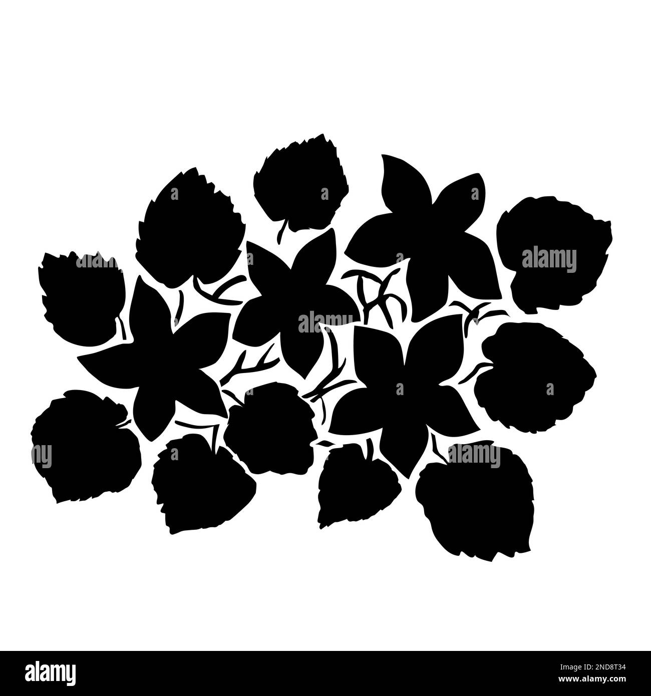 Bouquet de fleurs de printemps. Silhouette noire sur fond blanc. Illustration vectorielle Illustration de Vecteur