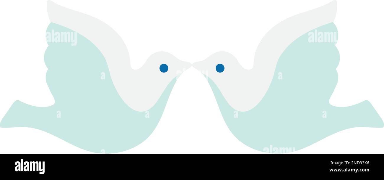 Deux icônes colombes blanches. Mariage amour oiseaux Illustration de Vecteur