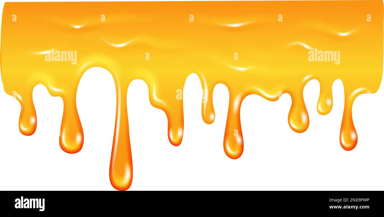 Le miel s'égoutte. Bordure horizontale de la boue d'huile dorée Illustration de Vecteur