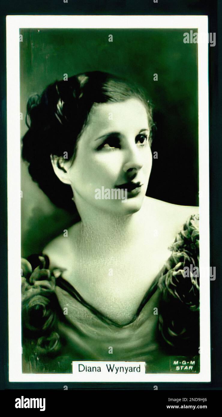 Portrait de Diana Wynyard - carte à cigarettes vintage Banque D'Images