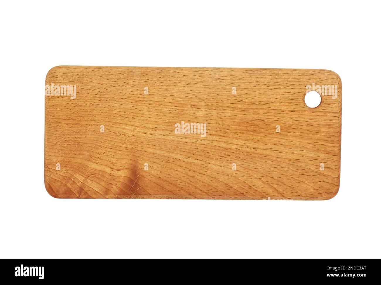 Image d'une planche à découper en bois massif de forme rectangulaire isolée sur fond blanc Banque D'Images