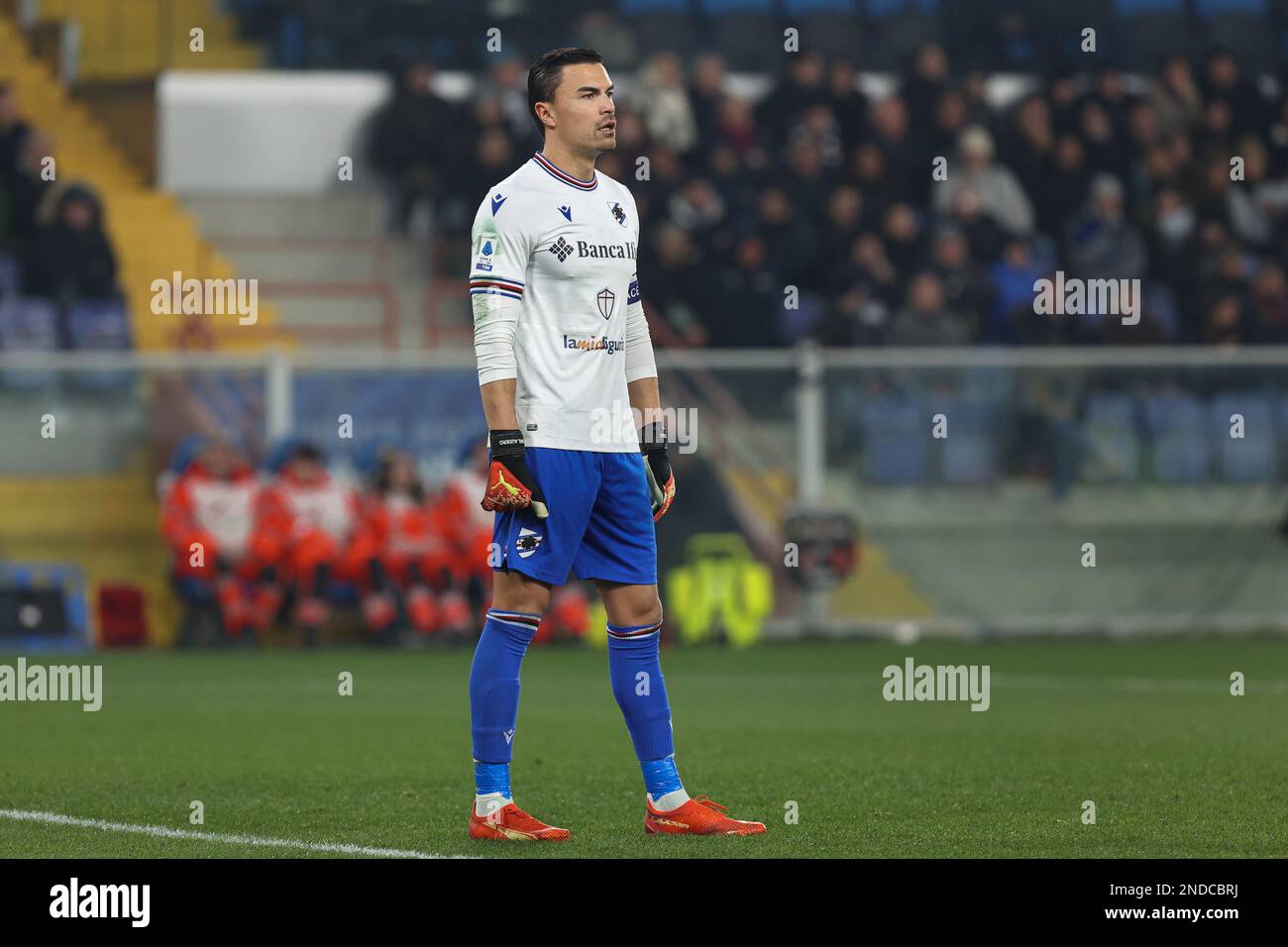 Genova, Italie. 13th févr. 2023. Italie, Genova, fév 13 2023: Emil Audero (gardien de but de Sampdoria) dans la zone de but dans la première moitié pendant le match de football DE SAMPDORIA vs FC INTER, Serie A 2022-2023 day22 au stade Ferraris (photo de Fabrizio Andrea Bertani/Pacific Press/Sipa USA) Credit: SIPA USA/Alay Live News Banque D'Images