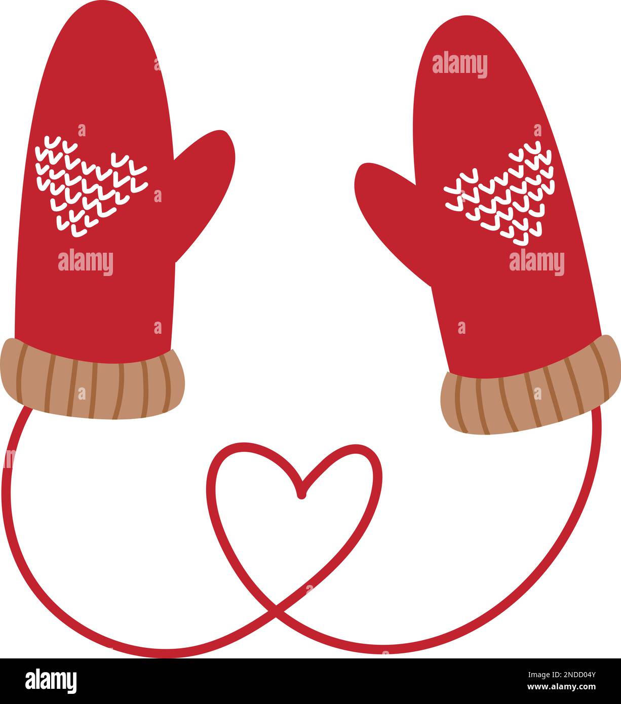 Moufles en laine avec signes cardiaques. Cadeau d'hiver romantique Illustration de Vecteur