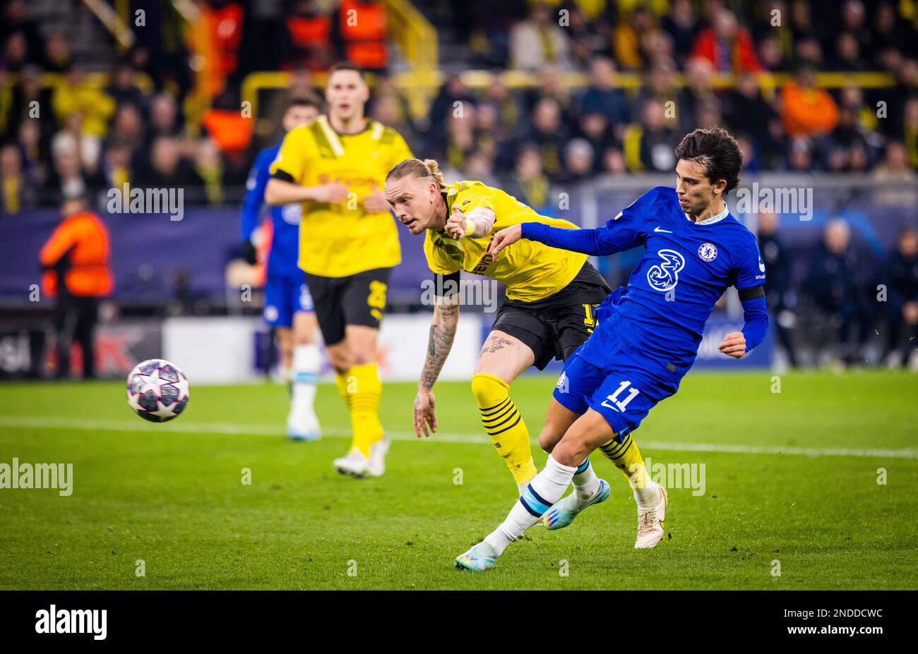 Dortmund, Allemagne. 15th févr. 2023. Marius Wolf (BVB) Joao Felix (Chelsea) Borussia Dortmund - FC Chelsea Londres 15.02.2023 crédit: Moritz Muller/Alay Live News Banque D'Images