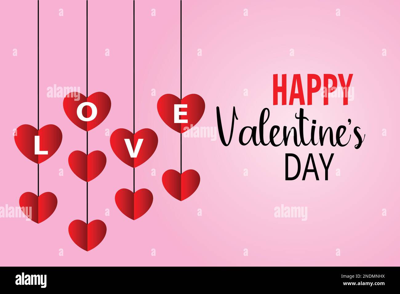 L'amour pour la Saint-Valentin. Happy Valentines Day et le désherbage papier coeur. Vector illustration. Fond rose avec des ornements, Cœurs. Illustration de Vecteur