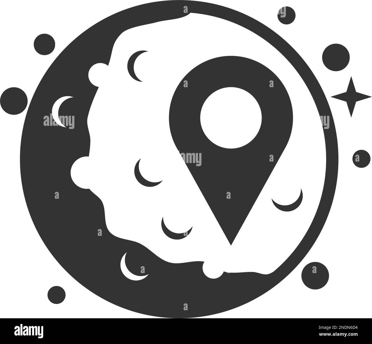 Emplacement de la broche de lune logo modèle icône Illustration identité de la marque.Illustration isolée et plate. Graphique vectoriel Illustration de Vecteur