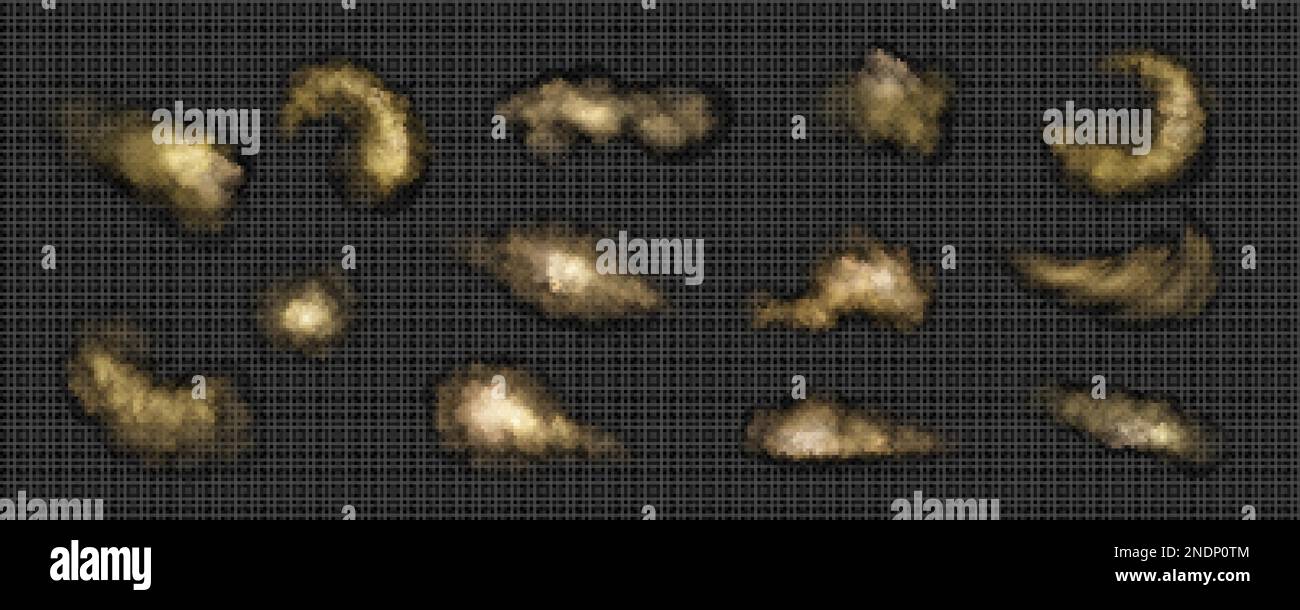 Ensemble de nuages de poussière, de sable et de fumée bruns. Effet d'une tempête de sable, d'une tempête de vent dans le désert ou d'une explosion avec texture de poudre volant poussiéreuse, vecteur réaliste est Illustration de Vecteur