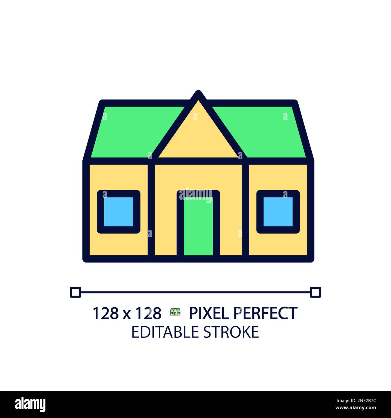 Icône de couleur RVB Perfect pixel Cottage Illustration de Vecteur