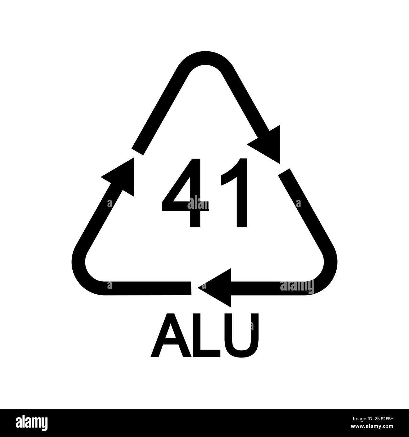 Panneau de recyclage ALU 41 de forme triangulaire avec flèches. Icône réutilisable en aluminium isolée sur fond blanc. Concept de protection de l'environnement Illustration de Vecteur