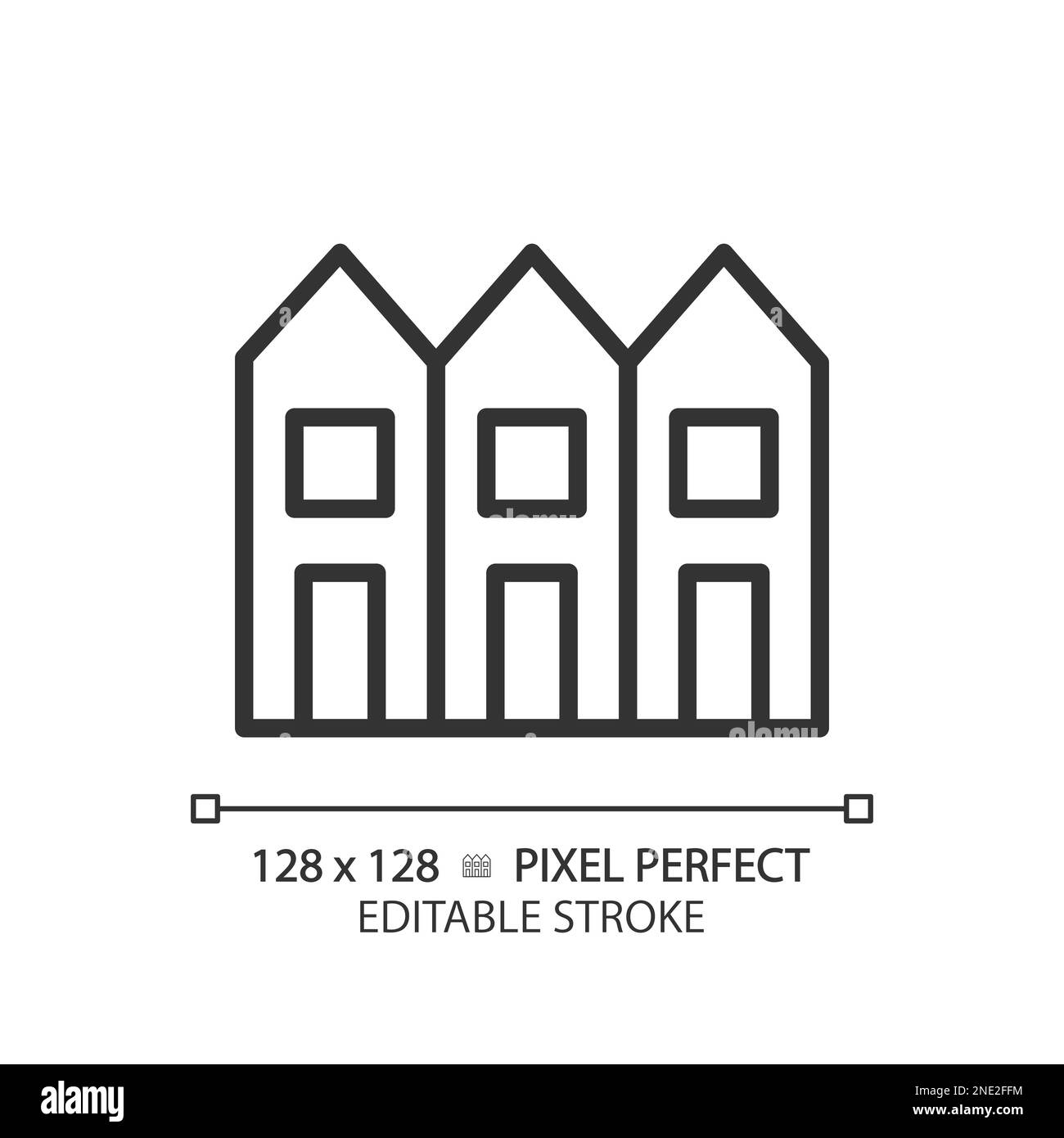 Icône linéaire pixel Perfect de la maison de ville Illustration de Vecteur