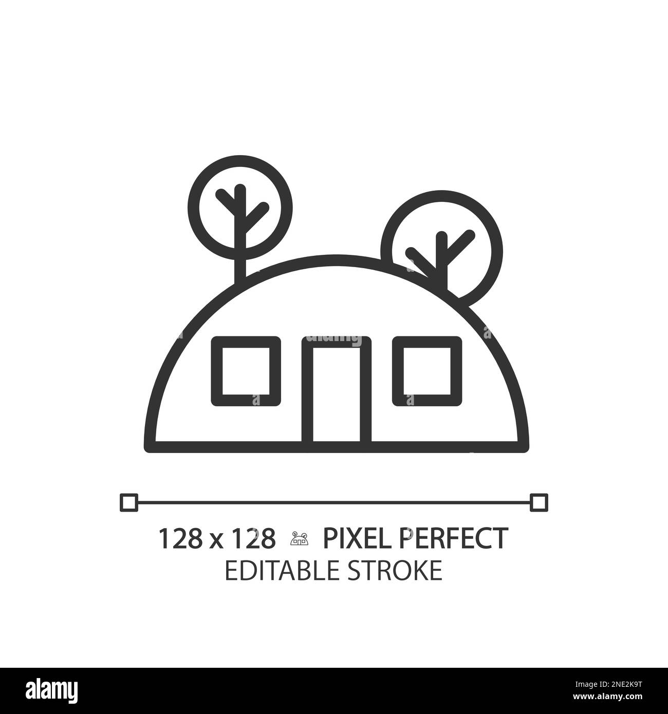 Icône linéaire Perfect pixel de la maison souterraine Illustration de Vecteur