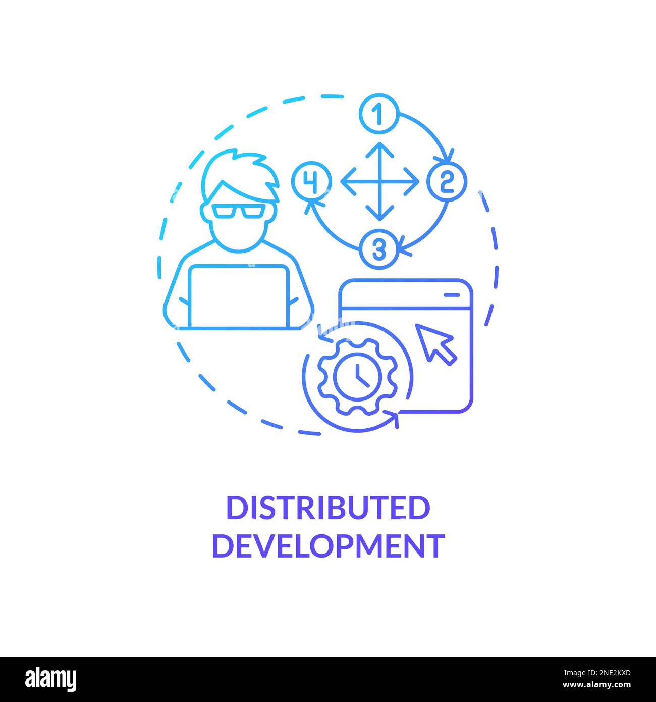 Icône de concept de gradient bleu de développement distribué Illustration de Vecteur