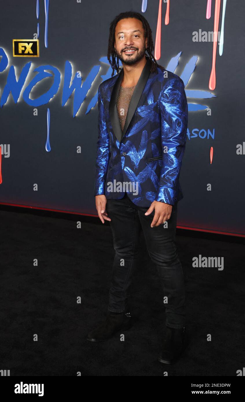 Brandon Jay McLaren, à la première étape de la série Red Carpet pour la sixième et dernière saison de la série 'Snowfall' de FX à l'Academy Museum of Motion Pictures, Ted Mann Theatre à Los Angeles, CA, États-Unis sur 15 février 2022. Photo de Fati Sadou/ABACAPRESS.COM Banque D'Images