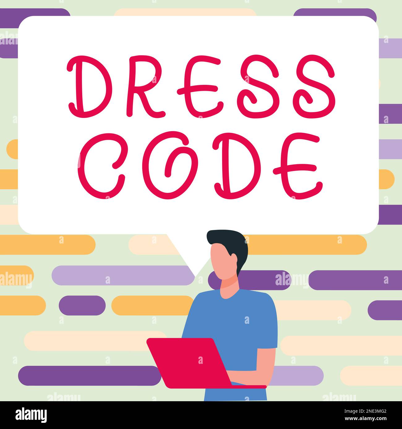 Affiche de texte indiquant le code vestimentaire. Internet concept une manière acceptée de s'habiller pour une occasion ou un groupe particulier Banque D'Images