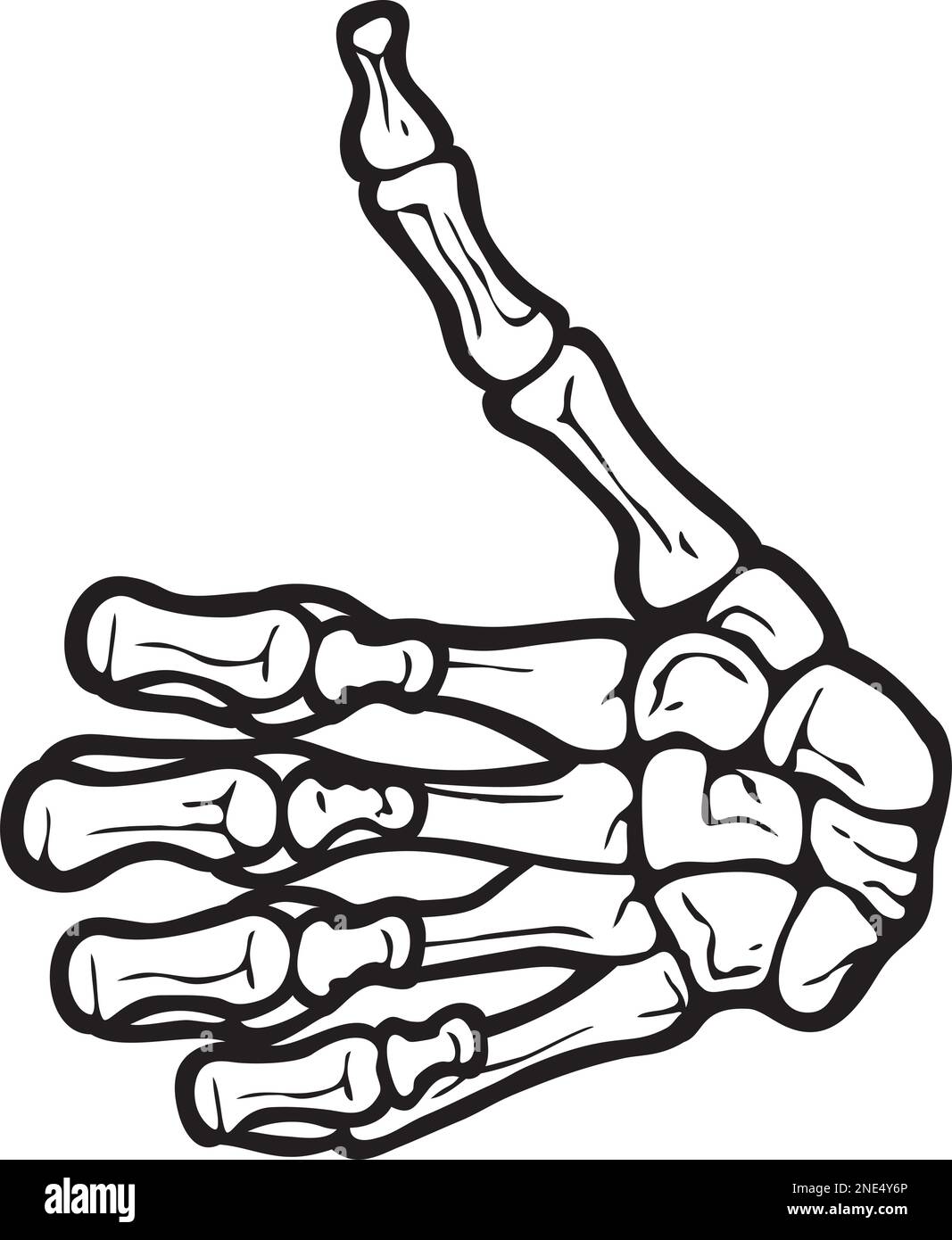 Mouvement de main squelette pouce vers le haut. Geste OK. Illustration de Vecteur