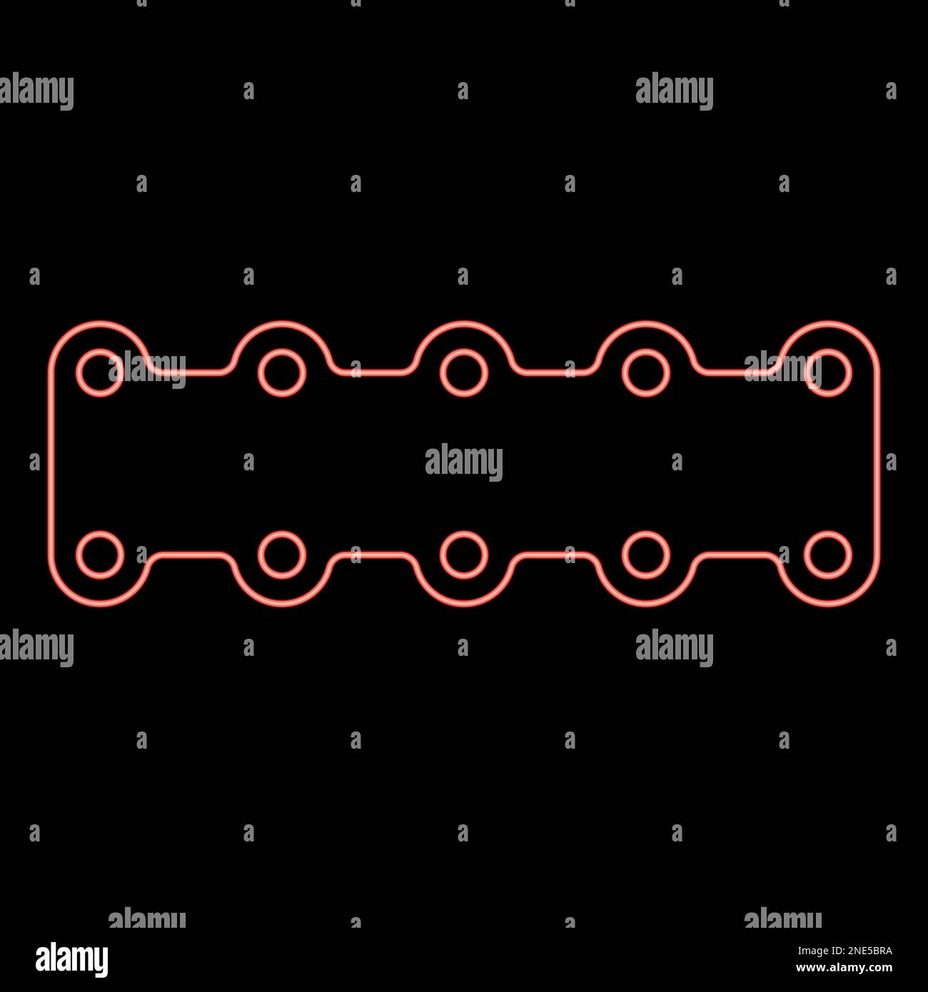 Joint de moteur néon voiture rouge couleur vecteur illustration image plat style lumière Illustration de Vecteur