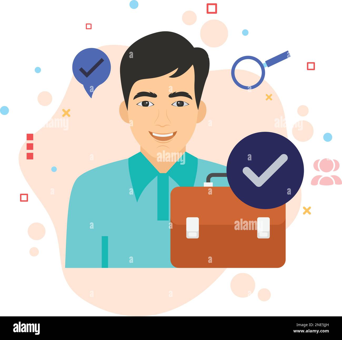 Concept d'employé permanent, symbole HRM, signe HR, personnage d'entreprise illustration stock, membres du personnel réguliers ou à durée déterminée conception d'icône de couleur vectorielle, Illustration de Vecteur