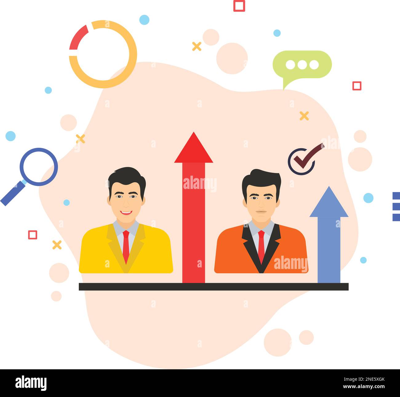 Concept de niveau de gestion et de désignations, symbole HRM, design d'icône de couleur vecteur de performance et d'évaluation, symbole hr, illustration de caractère professionnel Illustration de Vecteur