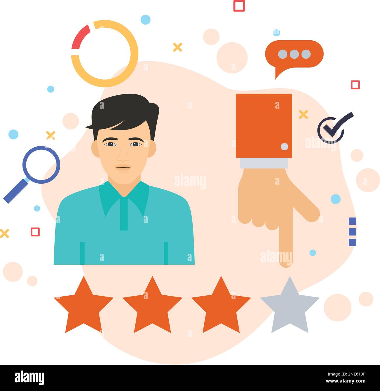 Concept d'évaluation et de notation des performances des employés, symbole grh, illustration de caractères commerciaux, vecteur d'évaluation et de gestion des performances couleur i. Illustration de Vecteur