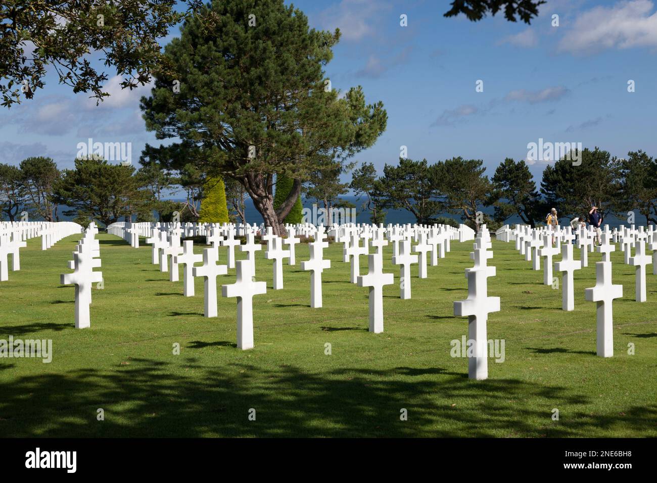Le cimetière militaire américain de Normandie, Colleville-sur-Mer, Calvados, France. Banque D'Images