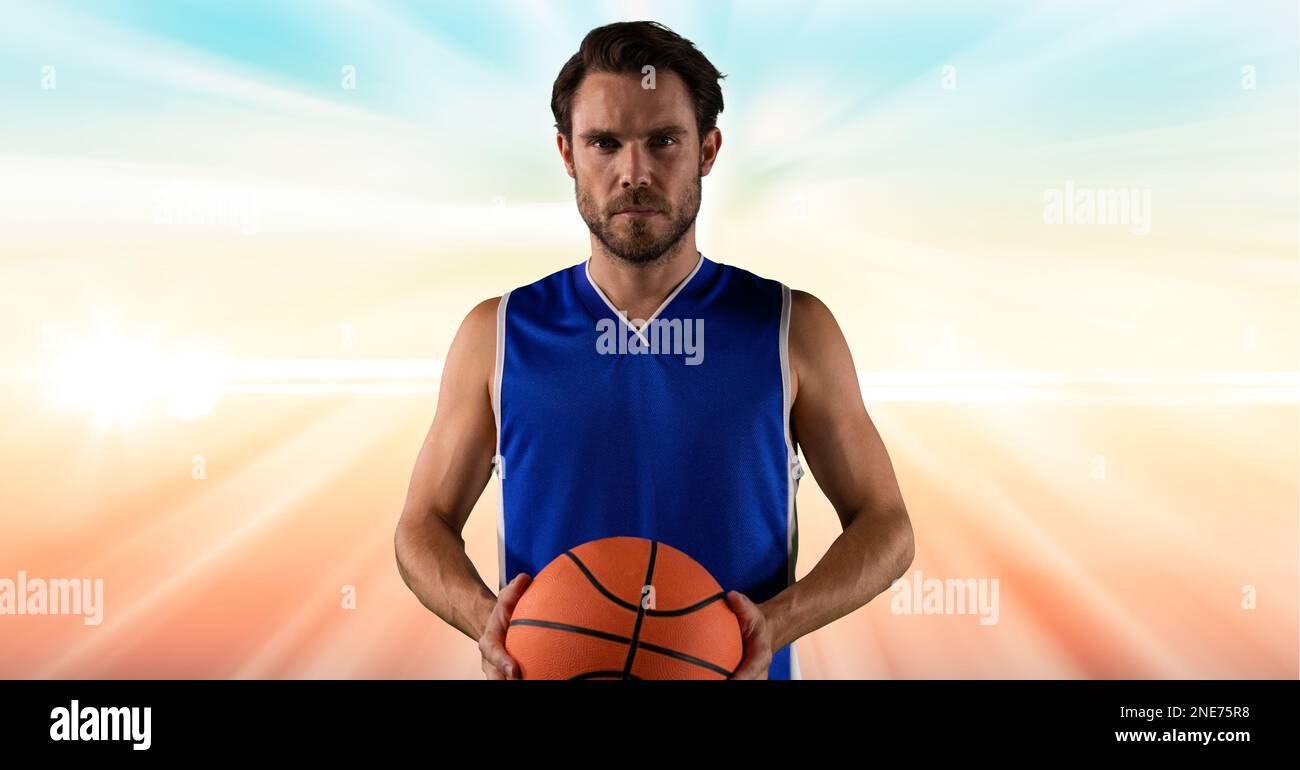Composition d'un joueur de basket-ball masculin avec espace de copie Banque D'Images