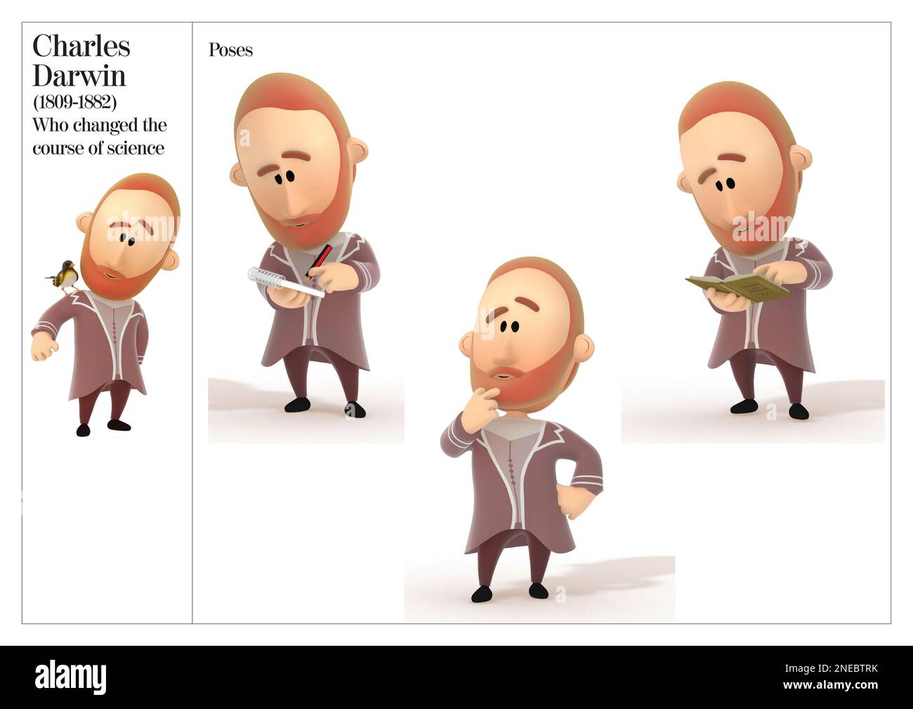 Images posturales de Charles Darwin, le naturaliste anglais qui a changé le cours de la science (1809-1882). [Adobe InDesign (.indd)]. Banque D'Images